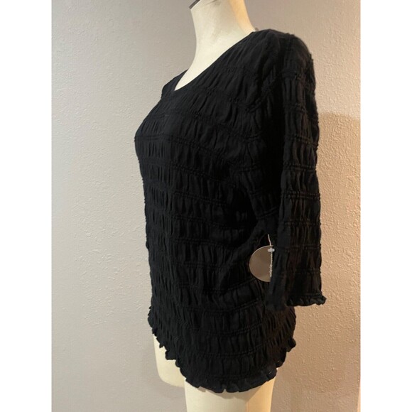 Valerie Stevens Women’s Vintage NWT Smocked Cotton Long Sleeve Top size XL Black - Picture 5 of 7